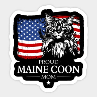 Proud Maine Coon Mom American Flag patriotic cat Sticker